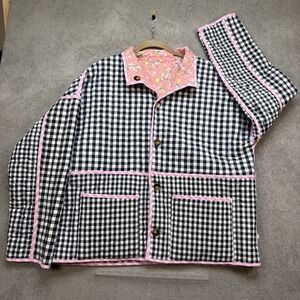 Reversible Quilted Jacket Gingham Floral Patchwork Cottagecore XL